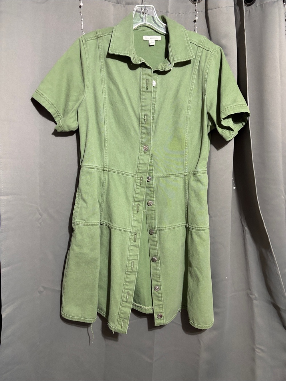 Free Assembly sage green denim shirtdress